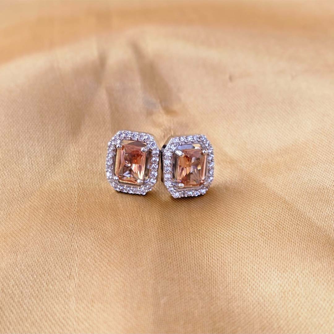 Earring_44.jpg SQUARE ORANGE STUD - Image 1